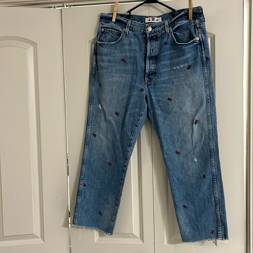 Amo denim jeans with roses